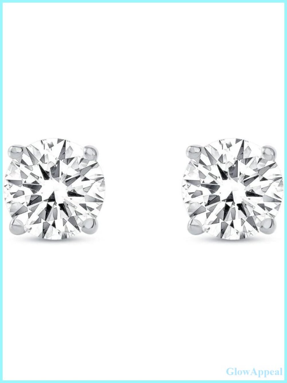 1 Ct Round Cut Created Diamond Stud Earrings 14k White Gold Screw Back